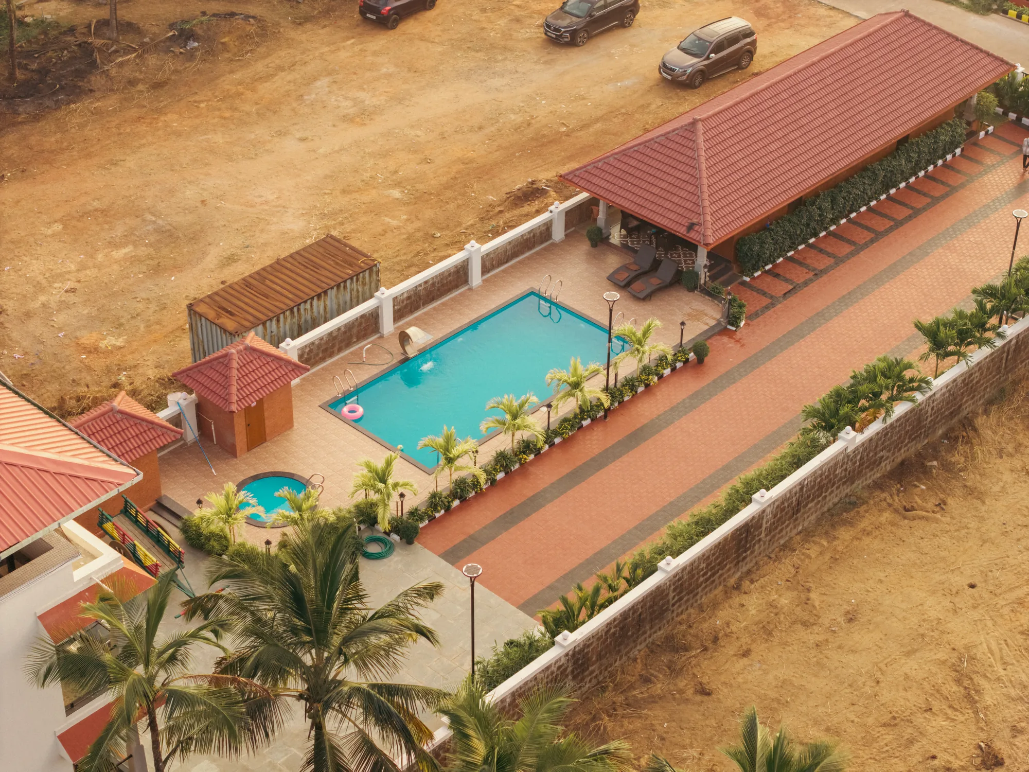 Aerial view of Casa Marina pool